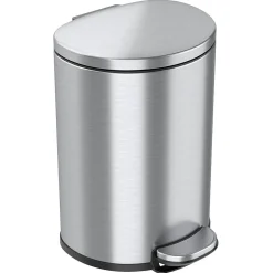 iTouchless SoftStep Semi-Round Stainless Steel Step Trash Can with Hinged Lid, 2.91 Gallon (IP03DSS)