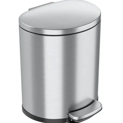 iTouchless SoftStep Semi-Round Stainless Steel Step Trash Can with Hinged Lid, 5.02 Gallon (IP05DSS)