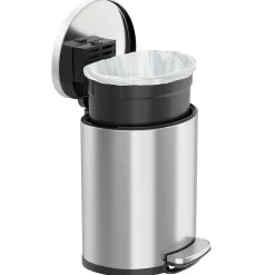 iTouchless SoftStep Semi-Round Stainless Steel Step Trash Can with Hinged Lid, 5.02 Gallon (IP05DSS)