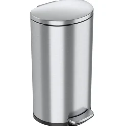 iTouchless SoftStep Semi-Round Stainless Steel Step Trash Can with Hinged Lid, 7.93 Gallon (IP08DSS)