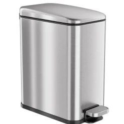 iTouchless SoftStep Slim Stainless Steel Step Trash Can with Hinged Lid, 1.29 Gallon (PS01RSS)