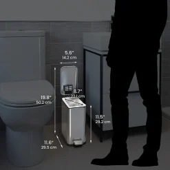 iTouchless SoftStep Slim Stainless Steel Step Trash Can with Hinged Lid, 1.29 Gallon (PS01RSS)