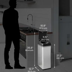 iTouchless Stainless Steel Sensor Trash Can Combo Pack, Silver, 13 gal. and 2.5 gal (CDZT1302SS)