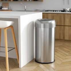 iTouchless Stainless Steel Open Top Trash Can, Silver, 16 gal. (OL16STR)
