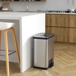 iTouchless Stainless Steel Step Trash Can, Silver, 18 gal. (PC18SN)