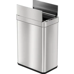 iTouchless Stainless Steel Wings Open Lid Sensor Trash Can with AbsorbX Odor Control, Silver, 13 gal. (WS13RSL)