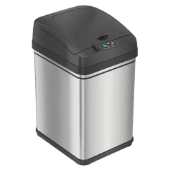 iTouchless Stainless Steel Sensor Trash Can with Locking Lid and AbsorbX Odor Control, Silver, 8 gal. (DZT08PL)