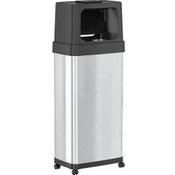 iTouchless Stainless Steel Trash Can with Dual Push Lid, 24-Gallon, Brushed (IT24DPS)