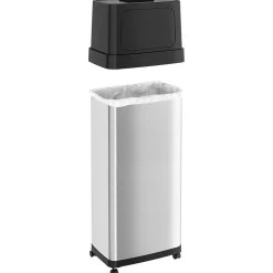 iTouchless Stainless Steel Trash Can with Dual Push Lid, 24-Gallon, Brushed (IT24DPS)