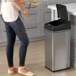 iTouchless Stainless Steel Sensor Trash Can, 13 Gallon, Silver (DZT13)