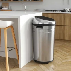 iTouchless Stainless Steel Round Sensor Trash Can with AbsorbX Odor Control System and Wheels, 23 Gal., Silver (IT23RC)