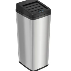 iTouchless Stainless Steel Sliding Lid Sensor Trash Can with AbsorbX Odor Control System, 14 Gal., Silver(IT14SC)