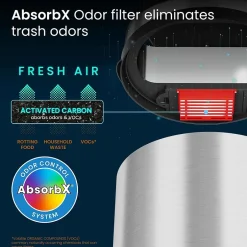 iTouchless Stainless Steel Round Sensor Trash Can with AbsorbX Odor Control System, 13 Gal., Silver (IT13RCB)