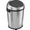 iTouchless Stainless Steel Round Sensor Trash Can with AbsorbX Odor Control System and Wheels, 18 Gal., Silver (IT18RC)