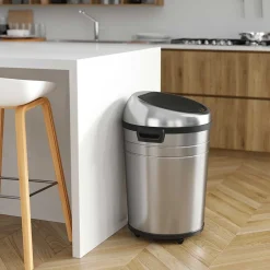 iTouchless Stainless Steel Round Sensor Trash Can with AbsorbX Odor Control System and Wheels, 18 Gal., Silver (IT18RC)