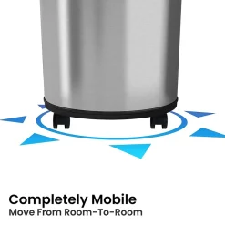 iTouchless Stainless Steel Round Sensor Trash Can with AbsorbX Odor Control System and Wheels, 18 Gal., Silver (IT18RC)