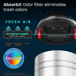 iTouchless Stainless Steel Round Sensor Trash Can with AbsorbX Odor Control System and Wheels, 18 Gal., Silver (IT18RC)