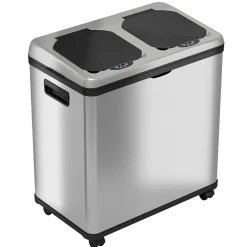 iTouchless Stainless Steel Rectangular Sensor Trash Can and Recycle Bin, 16 Gal., Silver (IT16RES)