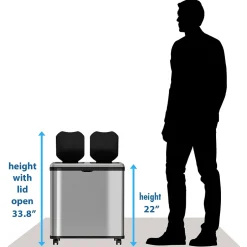 iTouchless Stainless Steel Rectangular Sensor Trash Can and Recycle Bin, 16 Gal., Silver (IT16RES)