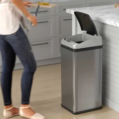 iTouchless Stainless Steel Sensor Trash Can Platinum Edition with AbsorbX Odor Control System, 13 Gal., Silver (IT13RX)