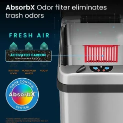 iTouchless Stainless Steel Sensor Trash Can Platinum Edition with AbsorbX Odor Control System, 13 Gal., Silver (IT13RX)