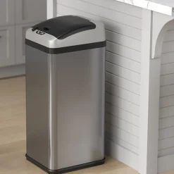 iTouchless Stainless Steel Sensor Trash Can Platinum Edition with AbsorbX Odor Control System, 13 Gal., Silver (IT13RX)