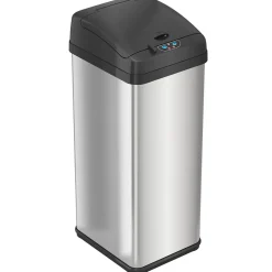 iTouchless Stainless Steel Sensor Trash Can with Wide Lid Opening and AbsorbX Odor Control System, 13 Gal., Silver (IT13MX)