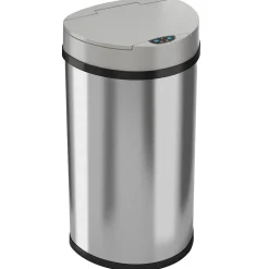 iTouchless Stainless Steel Semi-Round Sensor Trash Can with Extra-Wide Lid and AbsorbX Odor Control, 13 Gal., Silver(IT13HX)