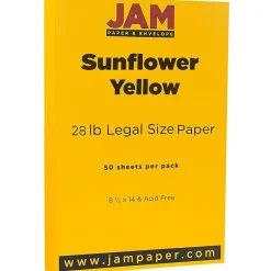 Hot 80 lb. Cardstock Paper, 8.5" x 14", Sunflower Yellow, 50 Sheets/Pack (16729352) Card Stock