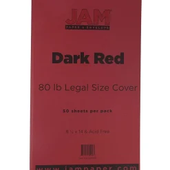 80 lb. Cardstock Paper, 8.5" x 14", Dark Red, 50 Sheets/Pack (64429525) Card Stock