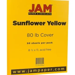 80 lb. Cardstock Paper, 8.5" x 11", Sunflower Yellow, 50 Sheets/Pack (16729203) Card Stock