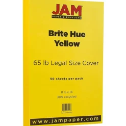 65 lb. Cardstock Paper, 8.5" x 14", Brite Hue Yellow, 50 Sheets/Pack (16730930) Card Stock