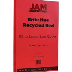 Online 65 lb. Cardstock Paper, 8.5" x 14", Brite Hue Red, 50 Sheets/Pack (16730927) Card Stock