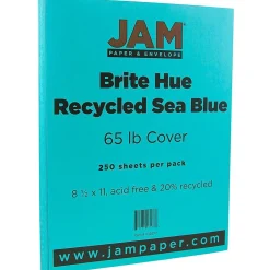 Outlet 65 lb. Cardstock Paper, 8.5" x 11", Sea Blue, 250 Sheets/Ream (102677B) Card Stock