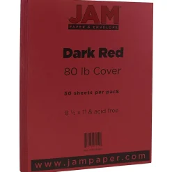 New 80 lb. Cardstock Paper, 8.5" x 11", Dark Red, 50 Sheets/Pack (46395837) Card Stock