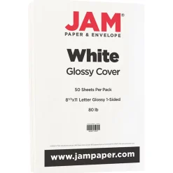 Discount 80 lb. Cardstock Paper, 8.5" x 11", White Glossy, 50 Sheets/Pack (01034702F) Card Stock