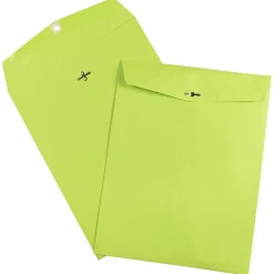 JAM Paper 10 x 13 Open End Catalog Colored Envelopes with Clasp Closure, Ultra Lime Green, 100/Pack (V0128186)* Catalog