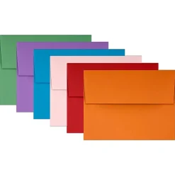 JAM Paper A2 Colored Invitation Envelopes, 4 3/8" x 5 3/4", Assorted Colors, 150/Pack (956A2brogvy)* Business