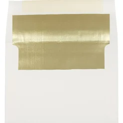 JAM Paper A7 Foil Lined Invitation Envelopes, 5.25 x 7.25, Ecru with Gold Foil, 50/Pack (2354150I)* Business