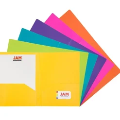 JAM Paper A4 Heavy Duty 2-Pocket Plastic Folders, Multicolored, Assorted Fashion Colors, 6/Pack (383HASRTFAA4) Hot