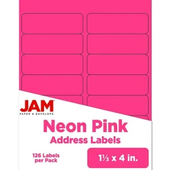 JAM Paper Address Labels, 1 1/3" x 4", , 14 Labels/Sheet, 9 Sheets/Pack (359329612)* Address Labels