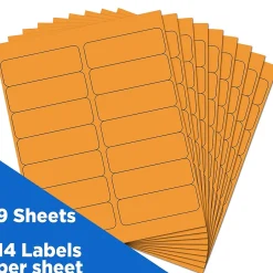 JAM Paper Address Labels, 1 1/3" x 4", , 14 Labels/Sheet, 9 Sheets/Pack (359329611)* Address Labels