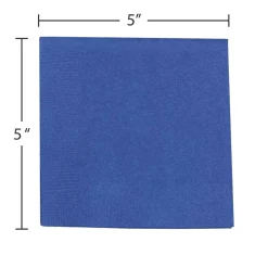 Napkins<JAM Paper Beverage Napkin, 2-ply, Blue, 600 Napkins/Pack (5255620717B)