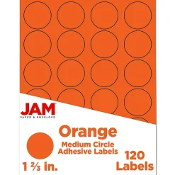 JAM Paper Circle Round Label Sticker Seals, 1 2/3" Diameter, , 24 Labels/Sheet, 5 Sheets/Pack (147627053)* Shipping Labels