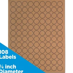 JAM Paper Circle Round Label Sticker Seals, 0.75 Inch Diameter, Brown Kraft, 108/Pack (3147612188)* Shipping Labels