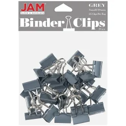 JAM Paper Colored Binder Clips, Small, 3/8" Capacity, Grey, 25/Pack (334BCGY) Gray Outlet