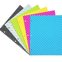 JAM Paper Glossy 3-Hole Punched 2-Pocket Folders, Multicolored, Assorted Polka Dot, 6/Pack (31237926) New