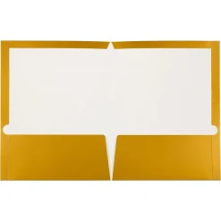 JAM Paper Glossy 3-Hole Punched 2 Pocket Cardstock Presentation Folder, , 100/Box (385GGOB) Gold Best