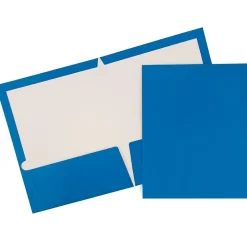 JAM Paper Glossy 2-Pocket Portfolio Folder, , 6/Pack (385Gbua) Blue Best