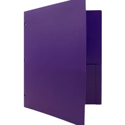 JAM Paper Heavy Duty 3 Hole Punch Two-Pocket Plastic Folders, , 6/Pack (383HHPPUB) Purple Clearance